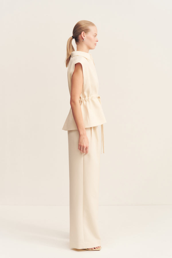 IRENA SLEEVELESS BELTED VEST - RICE_S