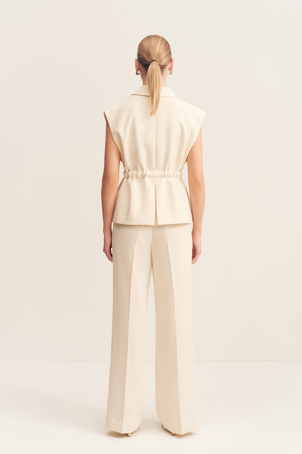 IRENA SLEEVELESS BELTED VEST - RICE_B