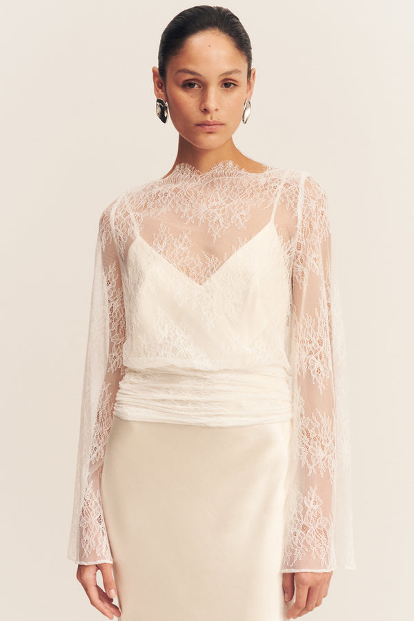 LAMBENT LACE LONG SLEEVE TIE TOP_D