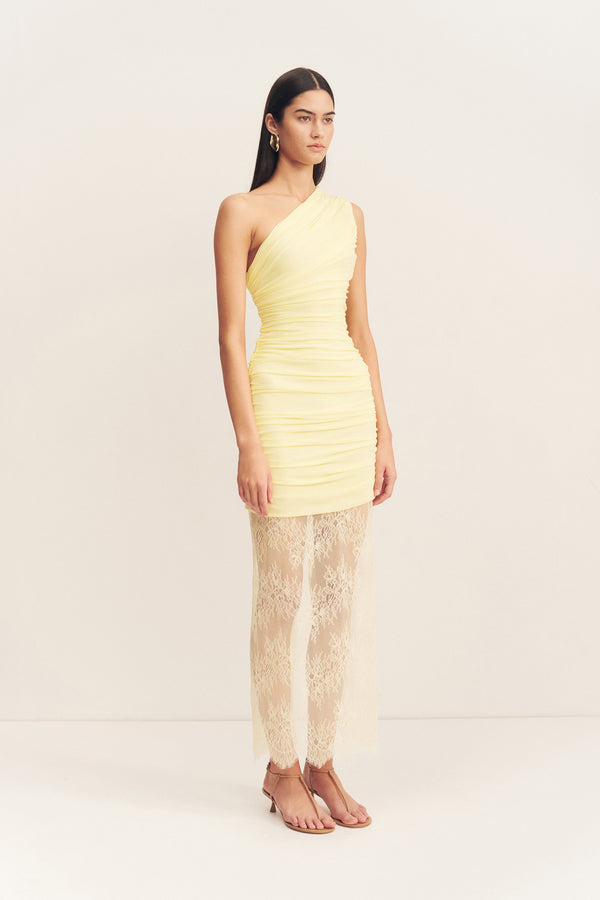 MARTINE LACE GATHERED MAXI DRESS - SHERBET YELLOW_A