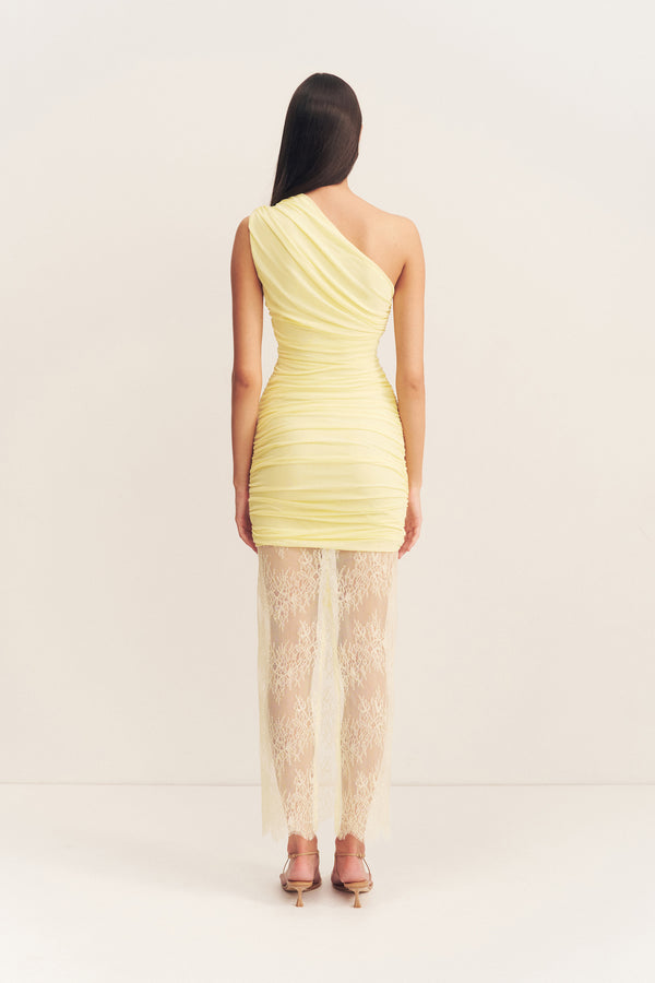 MARTINE LACE GATHERED MAXI DRESS - SHERBET YELLOW_B