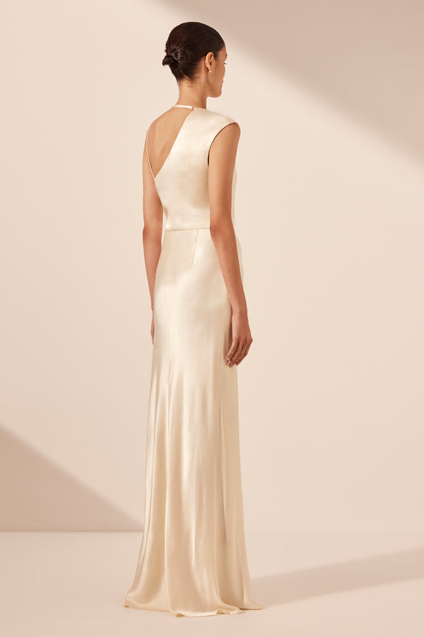 LA LUNE DRAPED MAXI DRESS - CREAM_B