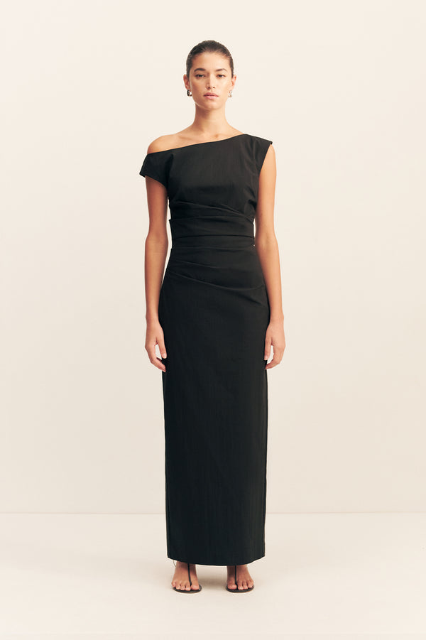 CAMPBELL OFF SHOULDER MAXI DRESS - BLACK_F