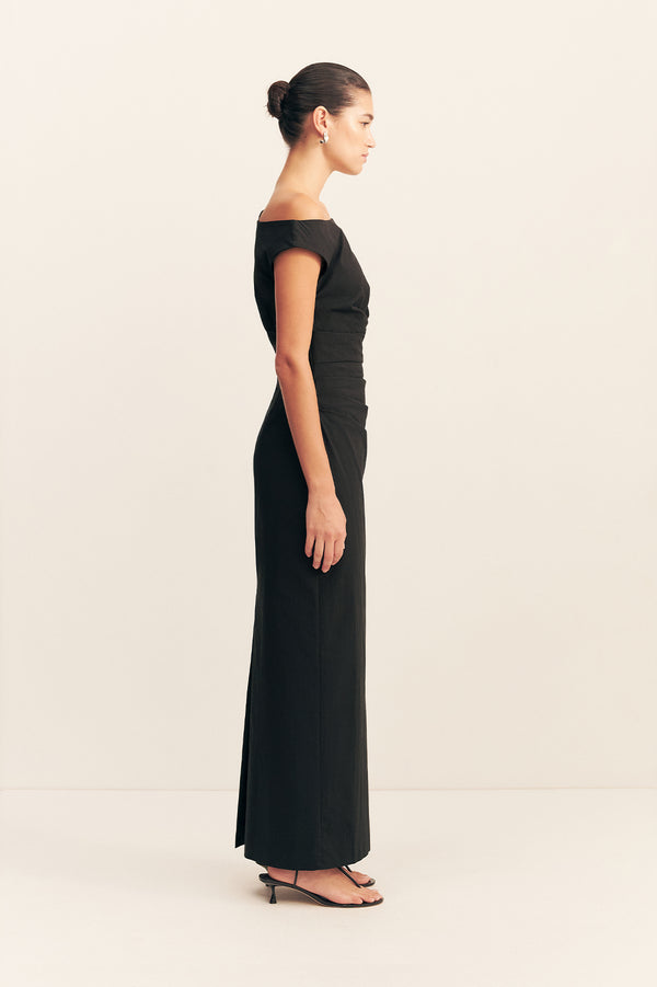 CAMPBELL OFF SHOULDER MAXI DRESS - BLACK