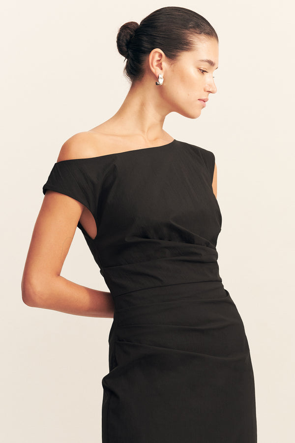 CAMPBELL OFF SHOULDER MAXI DRESS - BLACK