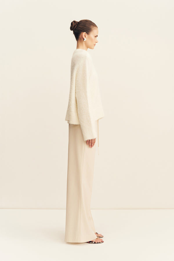 ASHER SUITING DRAWSTRING PANT - WHITE SWAN