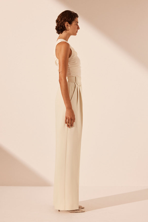 IRENA HIGH WAISTED TAILORED PANT - RICE_S