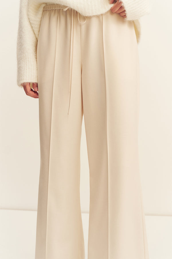 ASHER SUITING DRAWSTRING PANT - WHITE SWAN