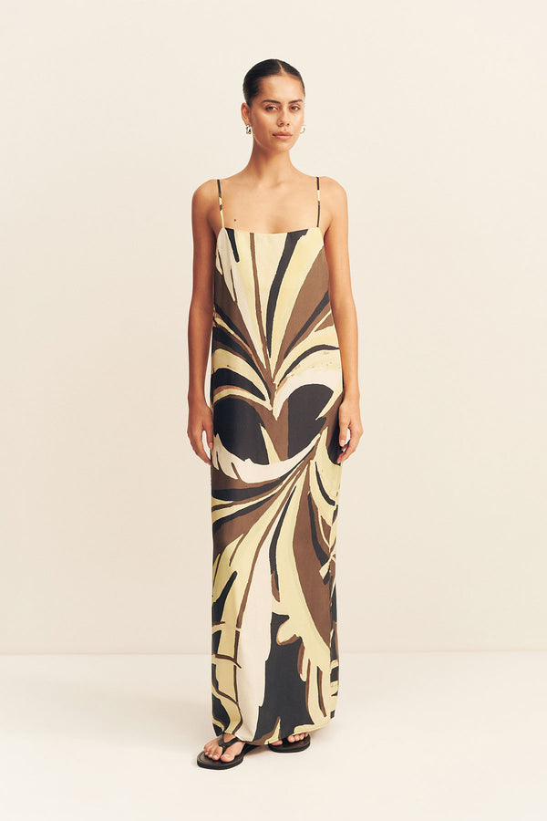 ECLIPSE SILK VISCOSE SLIP MAXI DRESS_F