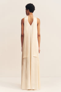 LA LUNE SCARF PANELLED MAXI DRESS - CREAM