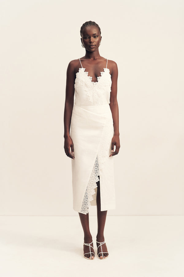 TOILE LACE ASYMMETRICAL MIDI SKIRT - IVORY_F