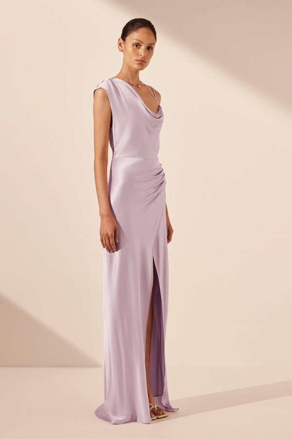 LA LUNE DRAPED MAXI DRESS - LILAC_G