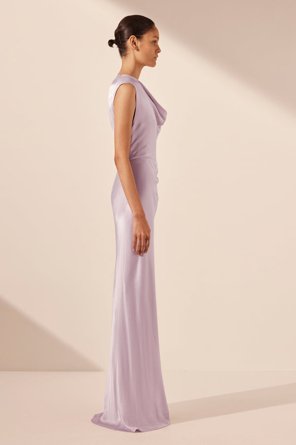 LA LUNE DRAPED MAXI DRESS - LILAC_S