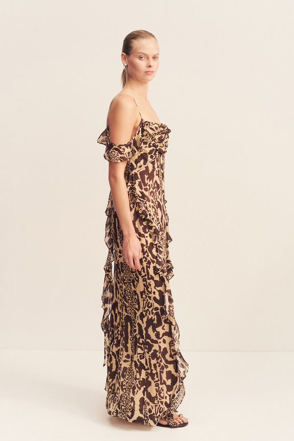GOLDIE RUFFLE COWL MAXI DRESS_S