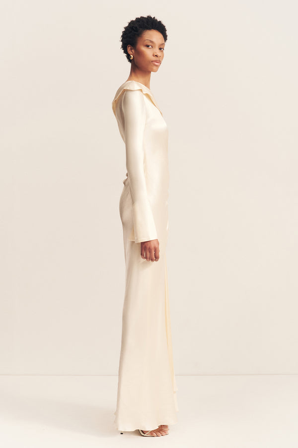 La Lune Long Sleeve Gathered Maxi Dress | Cream | Dresses | Shona Joy La Lune Long Sleeve Gathered Maxi Dress | Cream | Dresses | Shona Joy