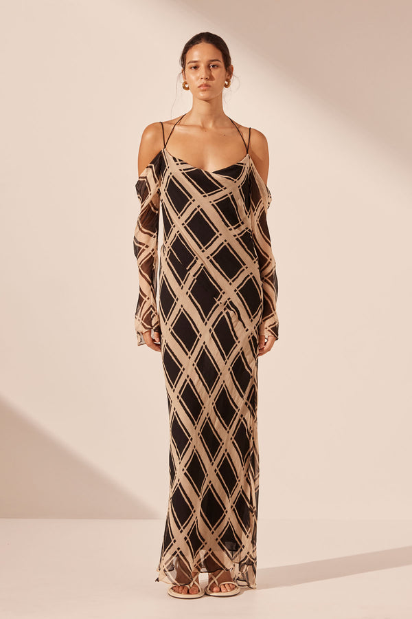 RICO OFF THE SHOULDER TIE MAXI DRESS_F