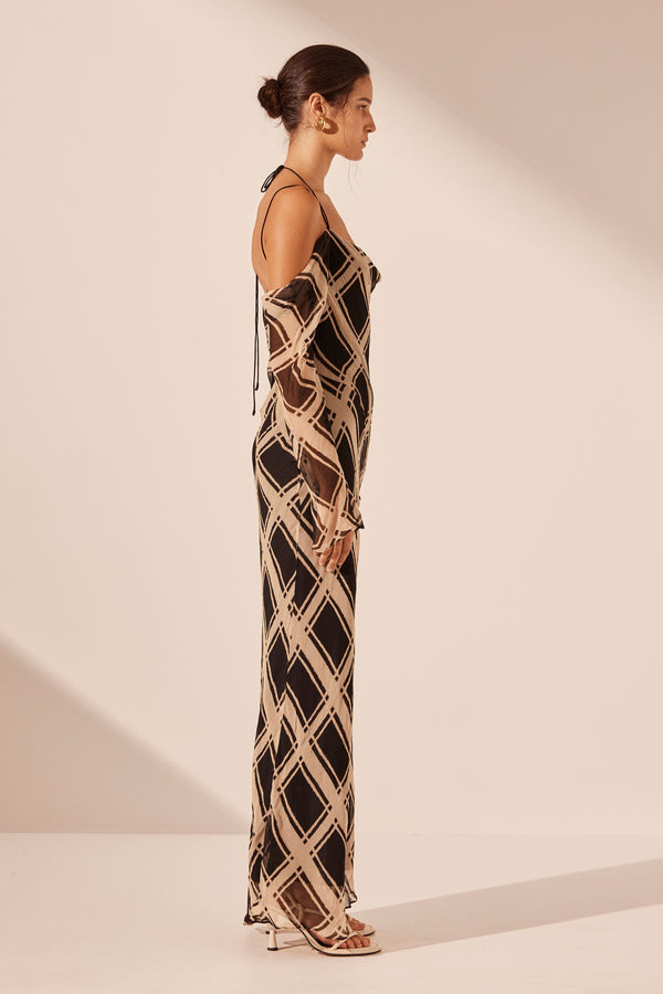 RICO OFF THE SHOULDER TIE MAXI DRESS_S