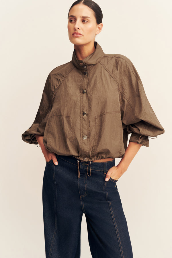 MALIKA NYLON PARACHUTE JACKET - BRONZE