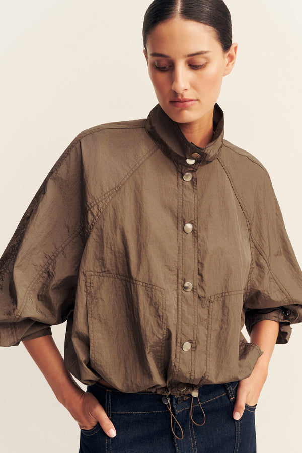 MALIKA NYLON PARACHUTE JACKET - BRONZE