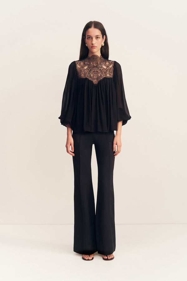 EMORY LACE BLOUSE - BLACK_F