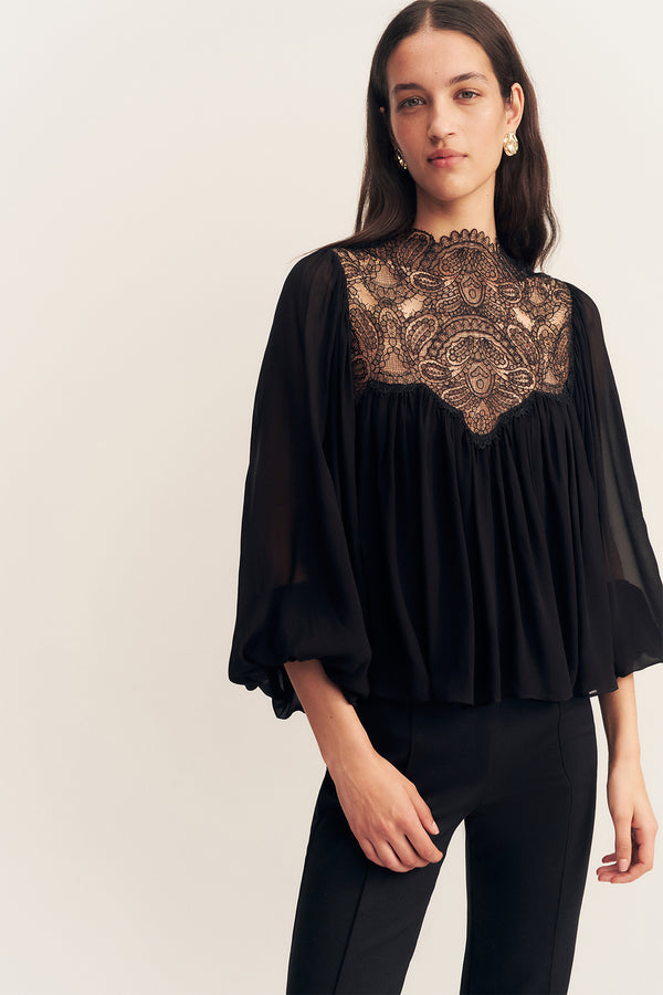 EMORY LACE BLOUSE - BLACK_D