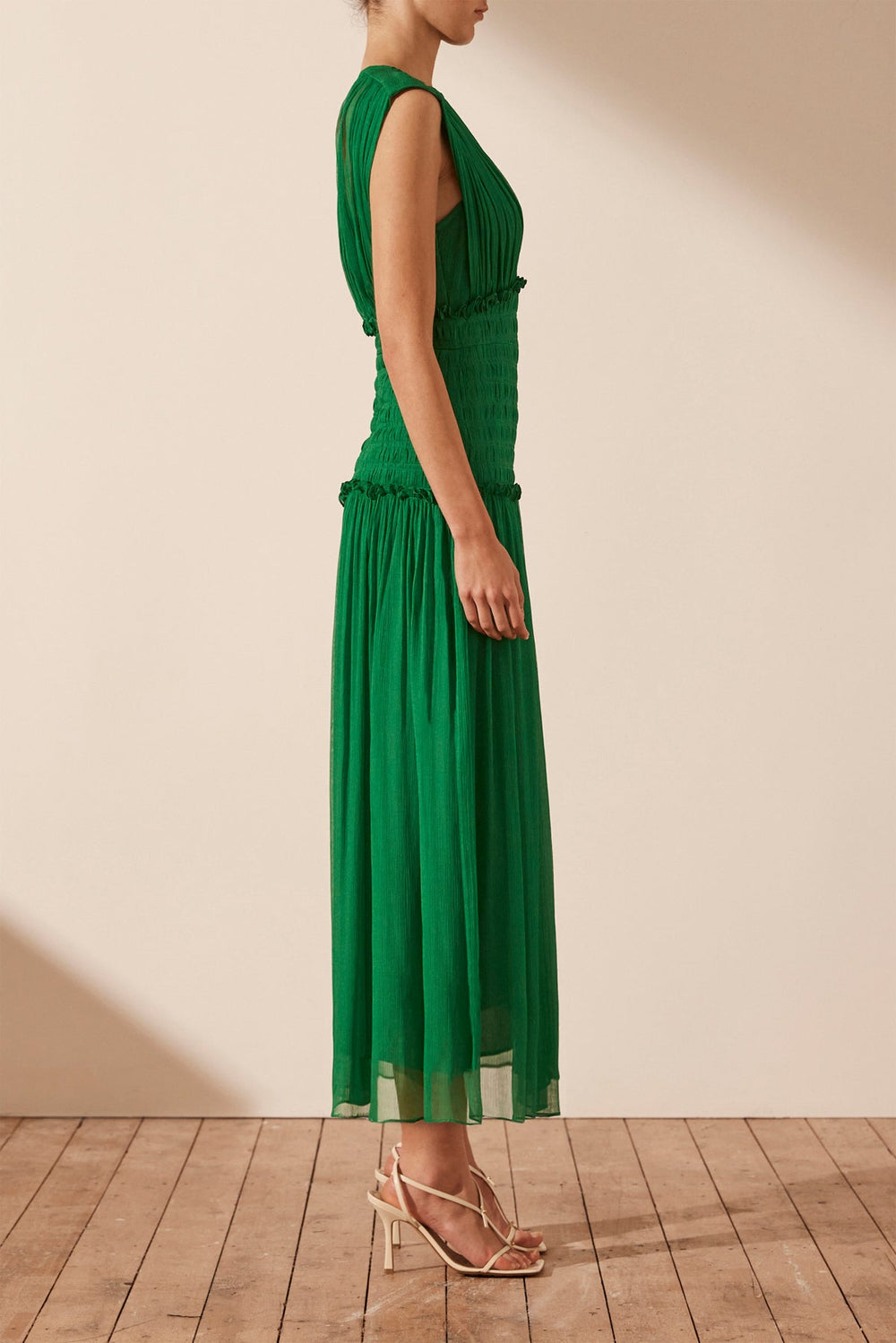 Malina Round Neck Midi Dress | Tree Green | Dresses | Shona Joy