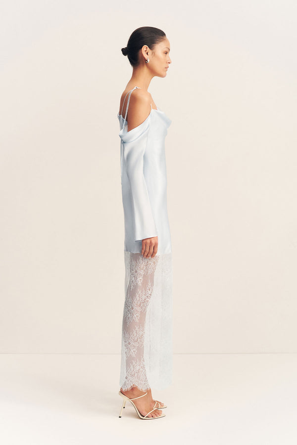 LABYRINTH LACE LONG SLEEVE MAXI DRESS - PALE BLUE_S