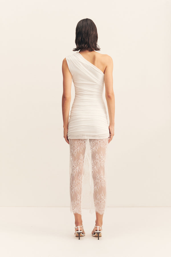MARTINE LACE GATHERED MAXI DRESS - WHITE_B