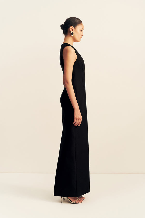 OTIS PLUNGED FITTED MAXI DRESS - BLACK