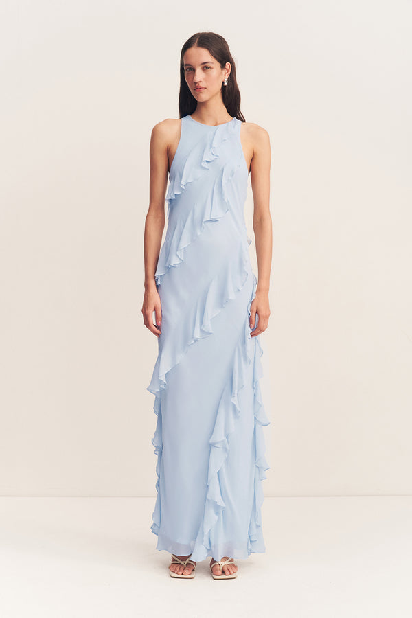EMORY RUFFLE MAXI DRESS - ARCADIAN BLUE_F