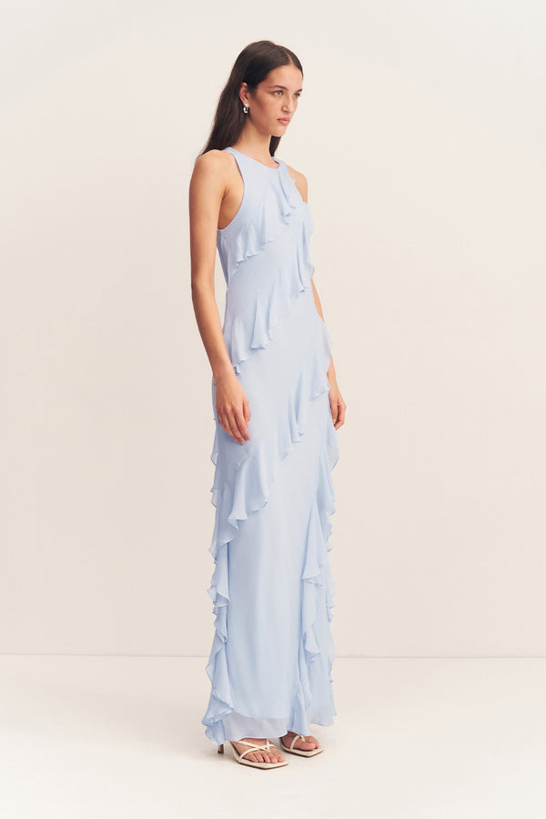 EMORY RUFFLE MAXI DRESS - ARCADIAN BLUE_A
