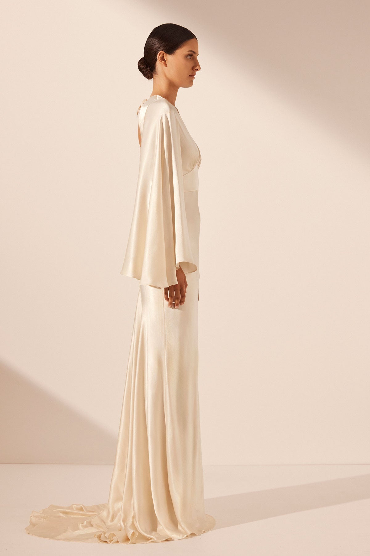 La Lune Strapless Ruched Bodice Maxi Dress | Cream | Dresses | Shona Joy