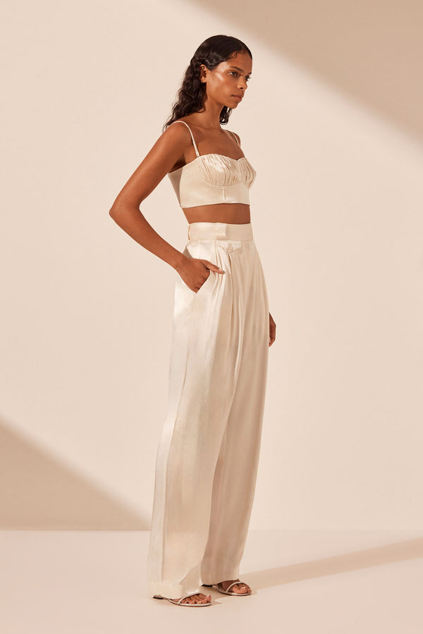 LA LUNE CORDED RUCHED BRALETTE - CREAM_A