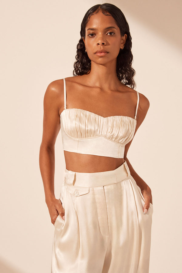 LA LUNE CORDED RUCHED BRALETTE - CREAM_D