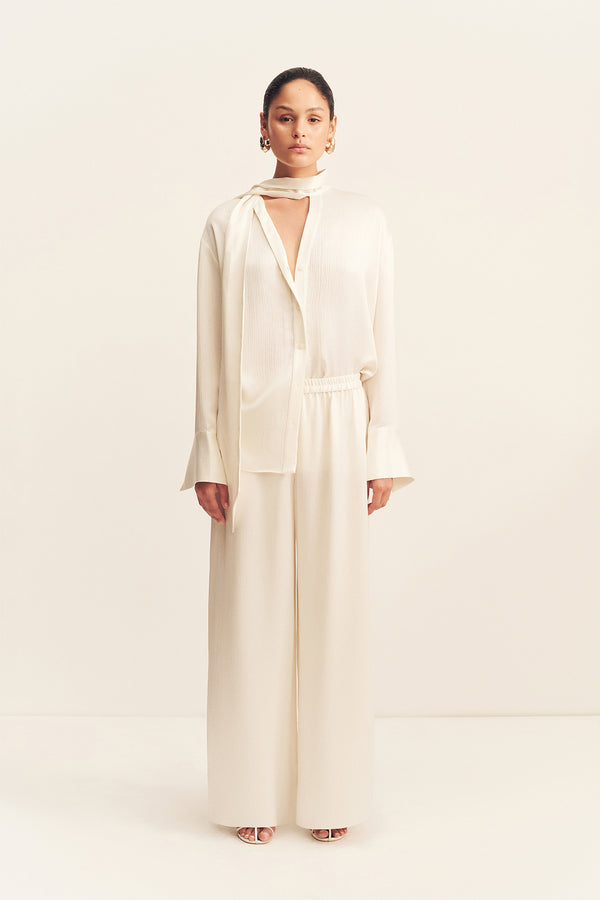 HUXLEY TEXTURED DRAWSTRING PANT - VANILLA_F