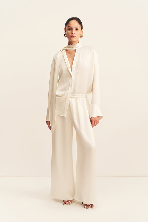 HUXLEY TEXTURED DRAWSTRING PANT - VANILLA