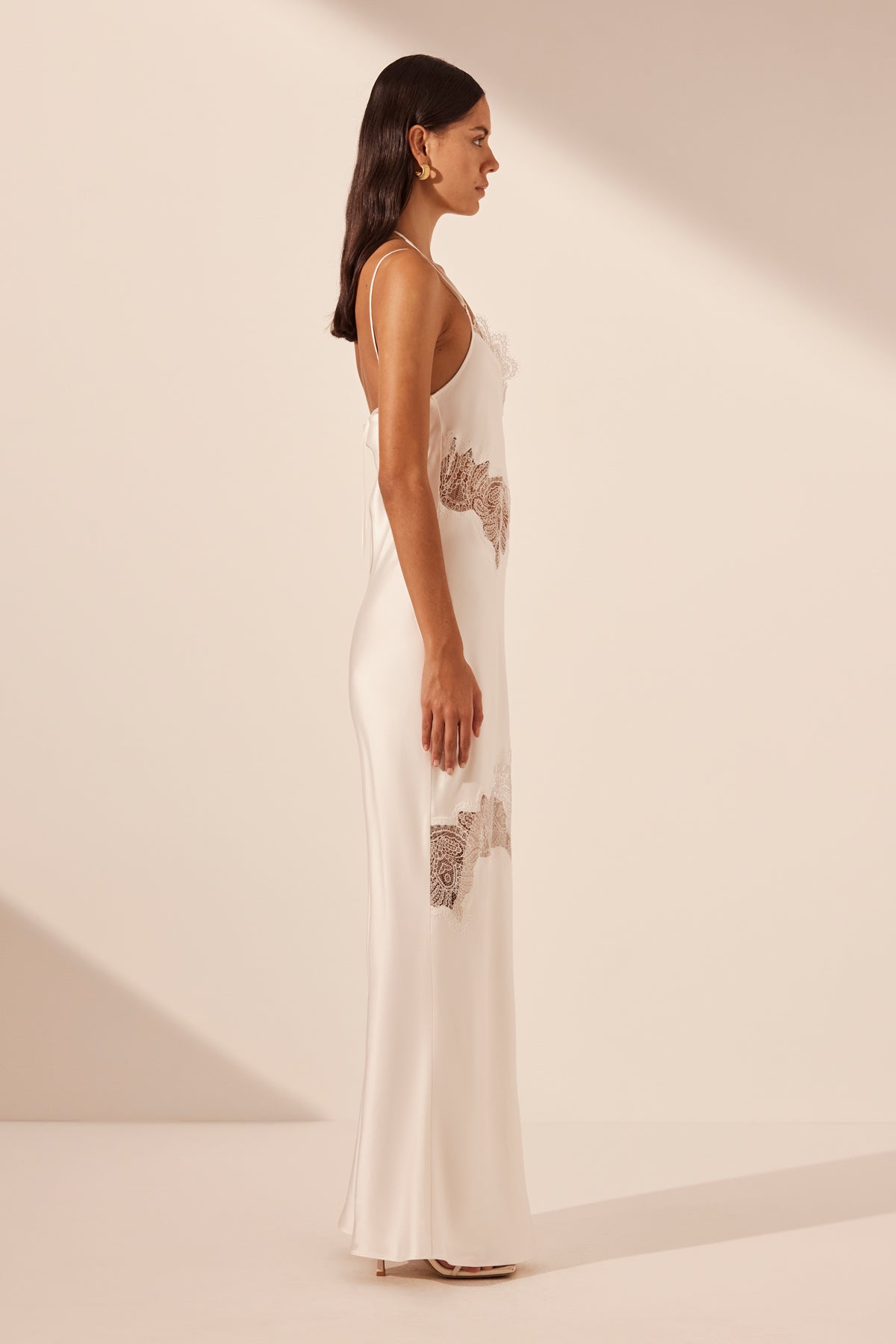 STRATUS LACE PANELLED MAXI DRESS - IVORY_S