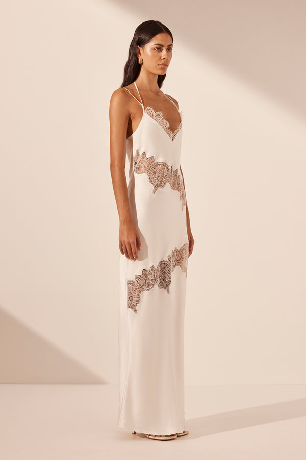 STRATUS LACE PANELLED MAXI DRESS - IVORY_A