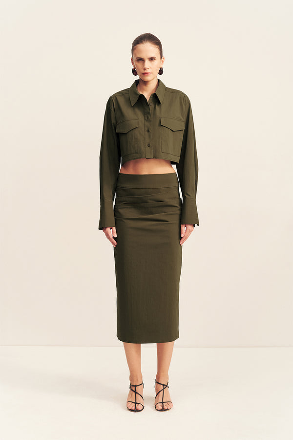CAMPBELL PATCH POCKET CROP SHIRT - JUNGLE_F