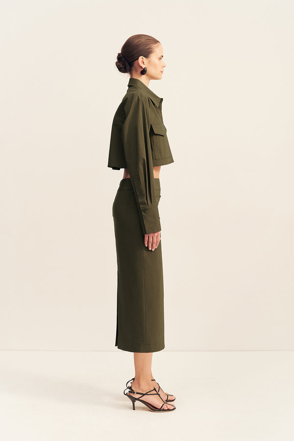 CAMPBELL PATCH POCKET CROP SHIRT - JUNGLE
