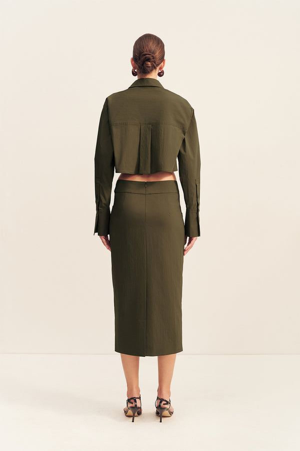 CAMPBELL PATCH POCKET CROP SHIRT - JUNGLE