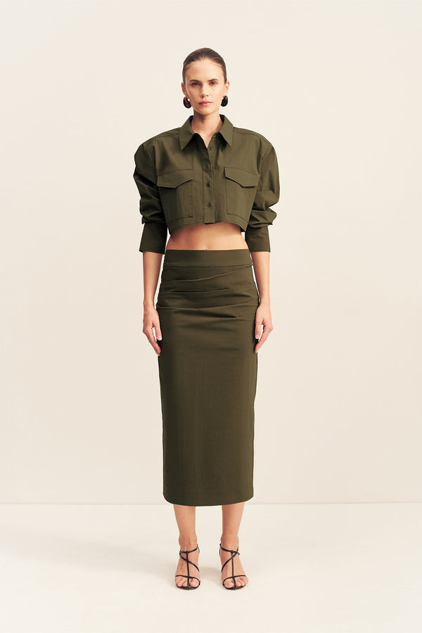 CAMPBELL PATCH POCKET CROP SHIRT - JUNGLE