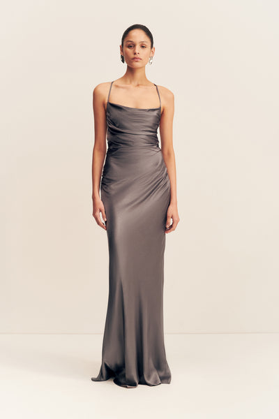 La Lune Lace Back Maxi Dress | Graphite | Dresses | Shona Joy
