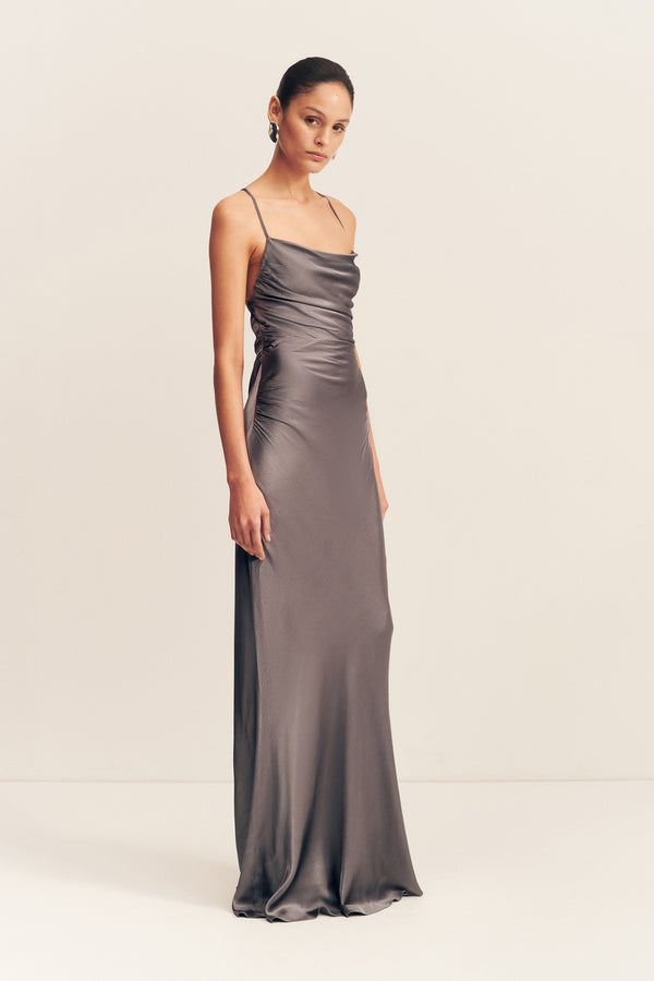 LA LUNE LACE BACK MAXI DRESS - GRAPHITE_A
