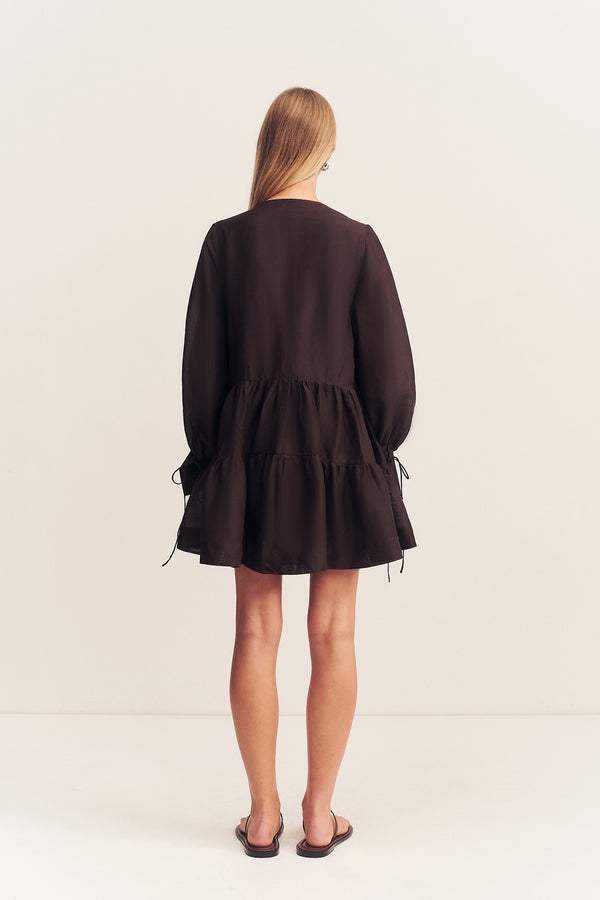 CELESTE TIERED MINI DRESS - GANACHE_B