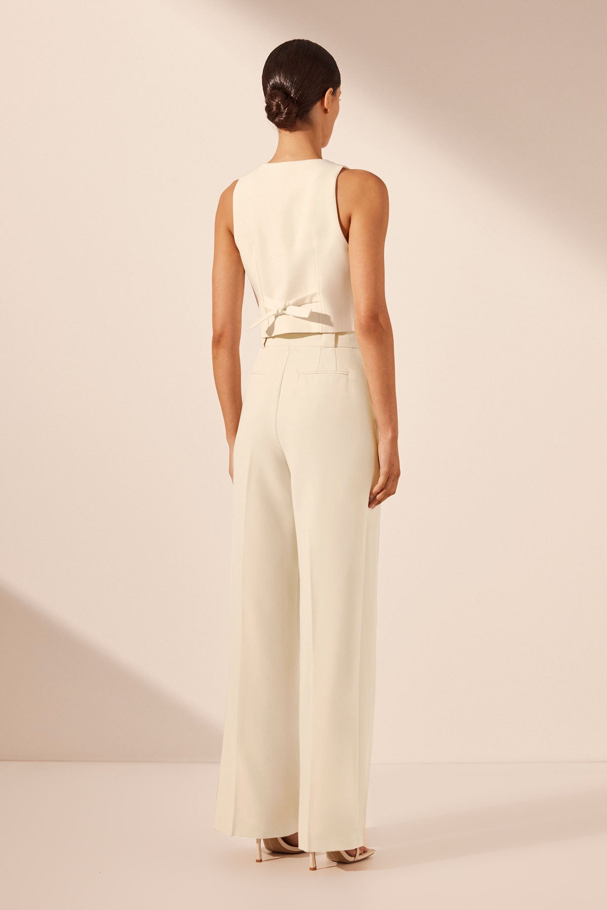 Irena High Waisted Tailored Pant, Cream, Pants
