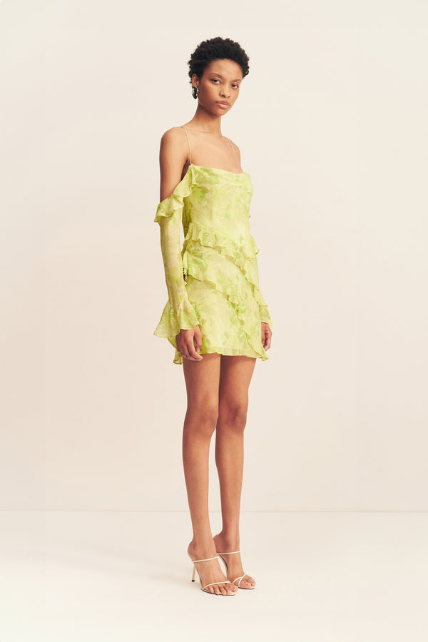 MILLER LONG SLEEVE RUFFLE MINI DRESS_A