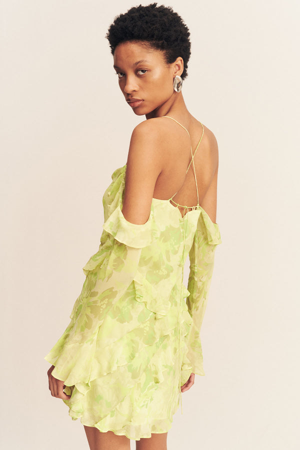 MILLER LONG SLEEVE RUFFLE MINI DRESS