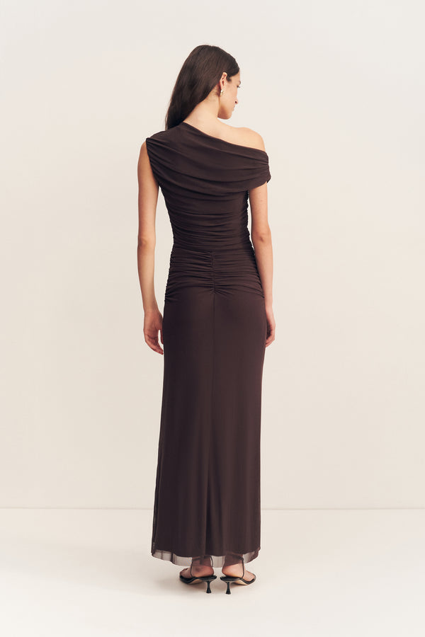 MIRA OFF SHOULDER MAXI DRESS - GANACHE_B