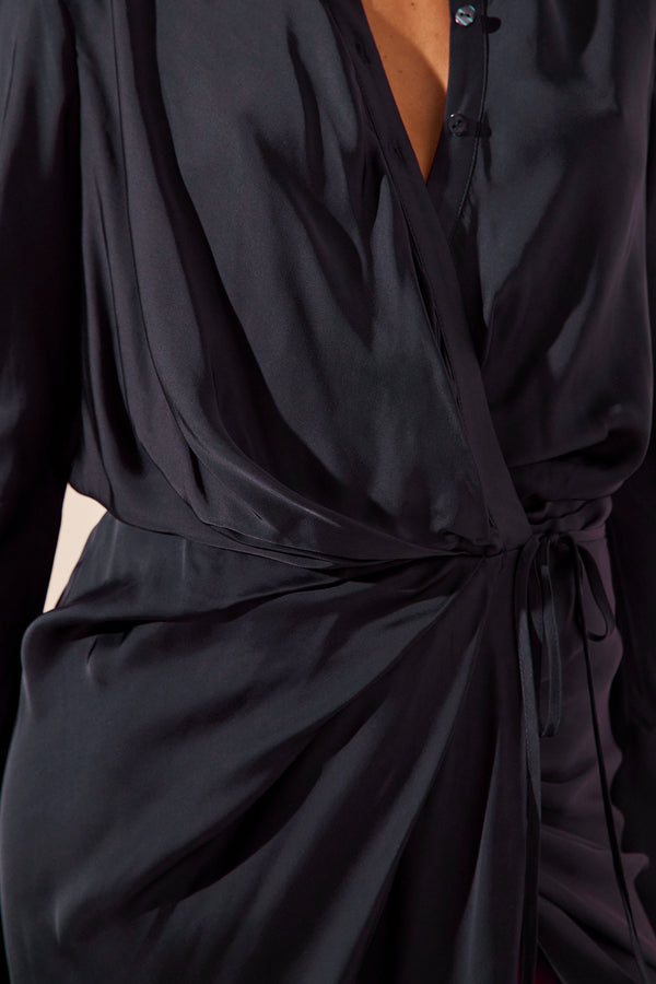 SHAE DRAPED SHIRT MAXI DRESS - AEGEAN BLUE_SW